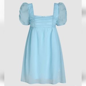 5/25 ❤️ Cider Blue Puff Sleeve Square Neckline Mini Dress